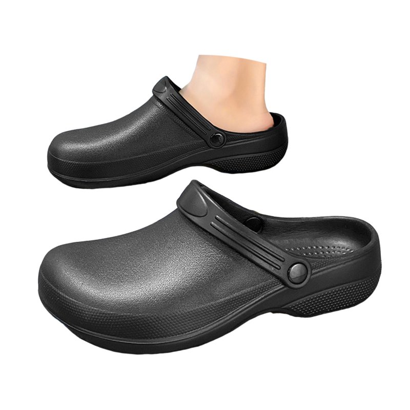 GPOECD Non Chef Shoes For Men Kitchen Work Clogs Comfortable Restaurant Footwear Durable Lightweight Design Black 7