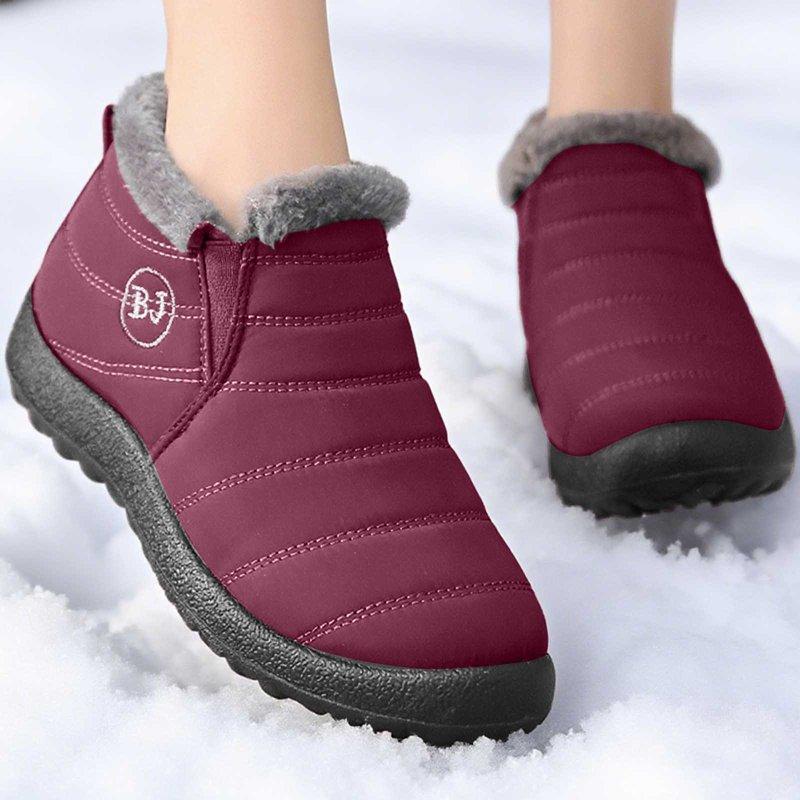 Gyexs Snow Boots For Men Waterproof Winter Shoes For Women Wide Width Flexible Pull-On Hiking Open Toe Outdoor Wear Brick Red Size 7
