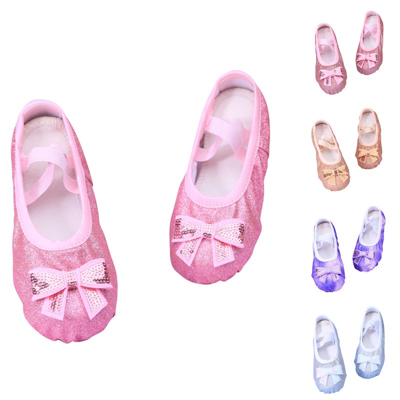 HAOTAGS Girls' Dance Shoes Soft Soled Breathable Ballet Dance Practice Shoes Pink 2.5 T