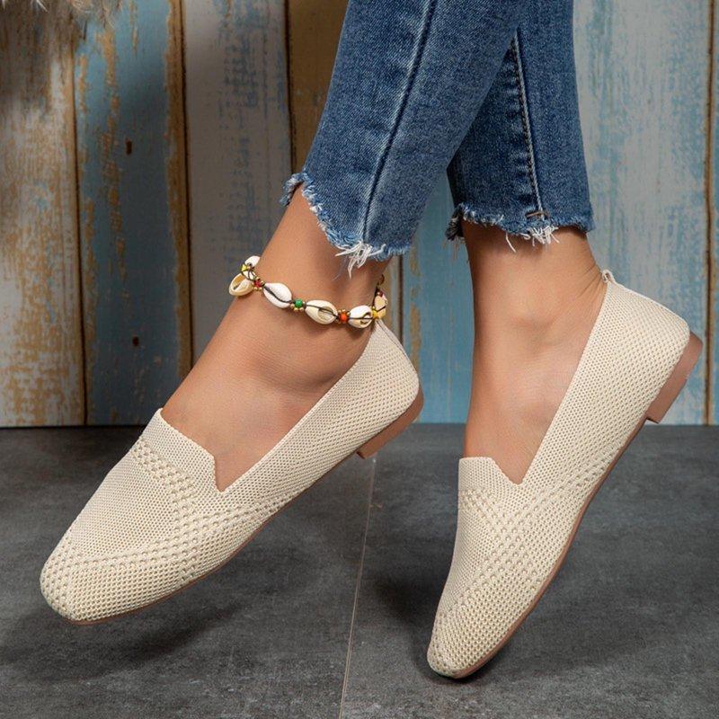 HAOTAGS Womens Loafers Shoes Slip On Casual Walking Flats Beige Size 8.5