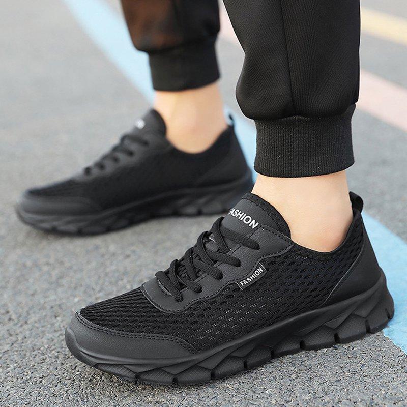 HCNTES Men's Comfortable Walking Running Tennis Shoes Athletic Gym Workout Jogging Cushioning Sneakers（Black 47)
