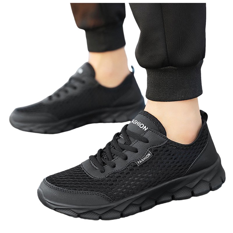 HCNTES Men's Comfortable Walking Running Tennis Shoes Athletic Gym Workout Jogging Cushioning Sneakers（Black 47)