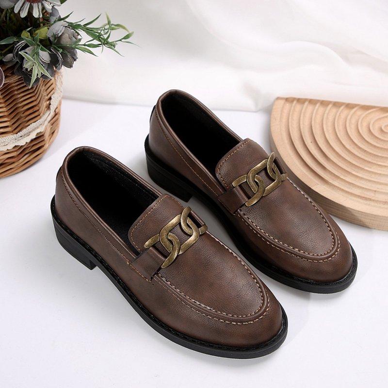 Hinvhai Womens Fashion Classic Flat Heeled Loafers Casual Comfort Non Slip Bussiness Dress Shoes For Women Coffee 9.5(43)