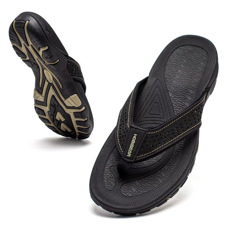 HOBIBEAR Mens Thong Sandals Arch Support Indoor and Outdoor Beach Flip Flop