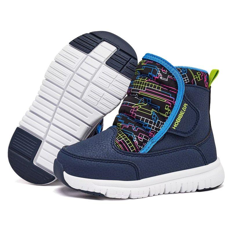 HOBIBEAR Toddler Boys Girls Snow Boots Winter Shoes Warm Lined Waterproof