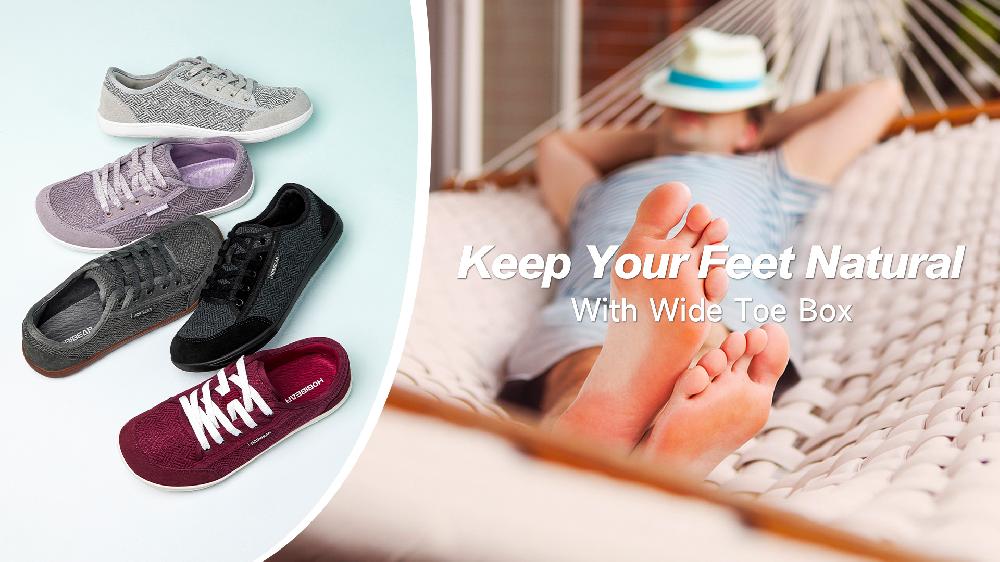 HOBIBEAR Womens Mens Minimalist Barefoot Shoes Zero Drop Wide Toe Walking Sneakers