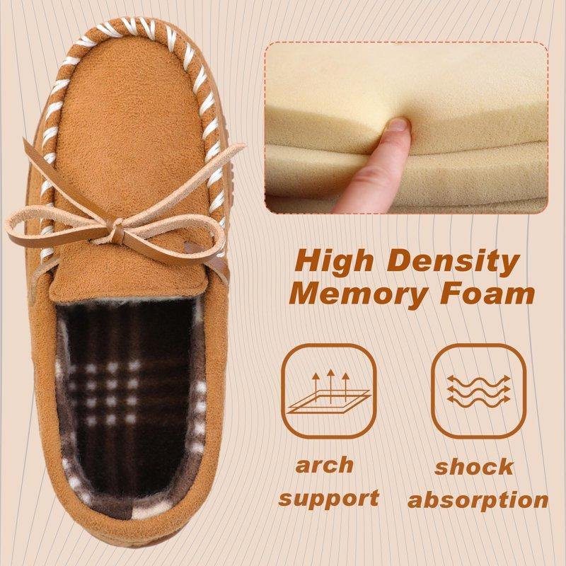 HOMEHOT Boys Slippers Comfy Memory Foam House Shoes Slip On Moccasin Slippers For Toddler Little Big Kids Beige Big Kid 2