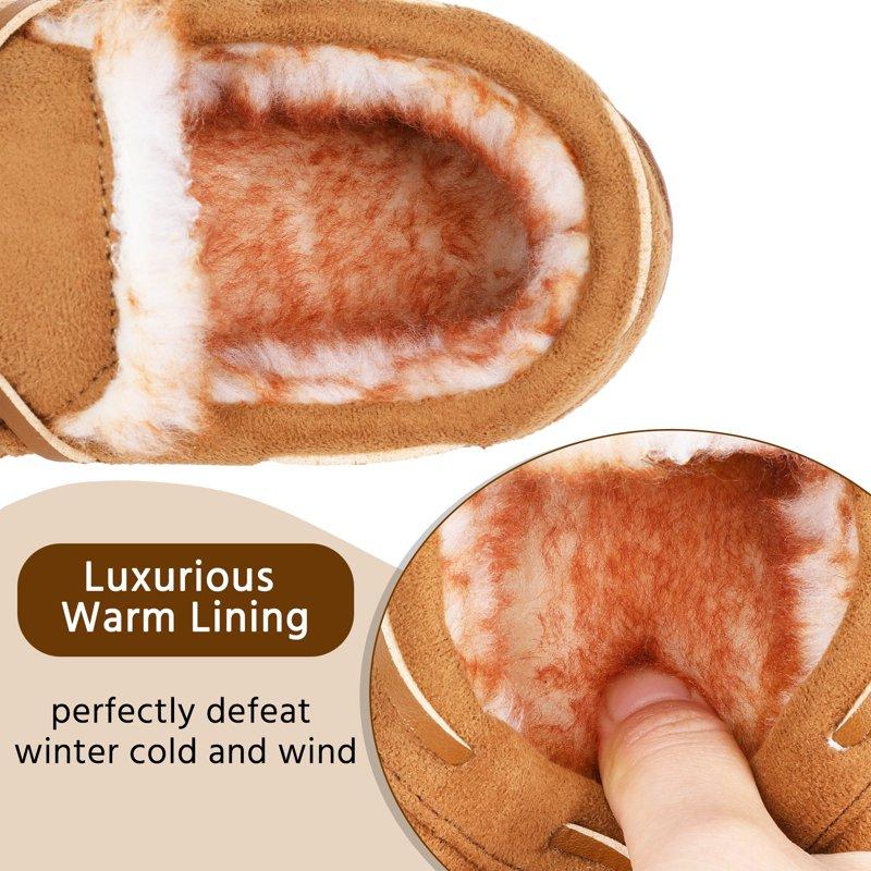 HOMEHOT Boys Slippers Moccasins Kids House Shoes Comfy Memory Foam Slippers For Girls Beige Size 1 Big Kid Unisex