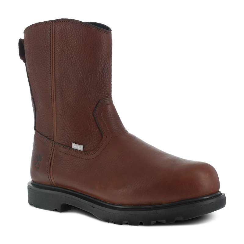 Iron Age Men's Hauler Flex-Met® Internal Met Guard Composite Toe 10" Side Zipper Wellington Brown Work Boots