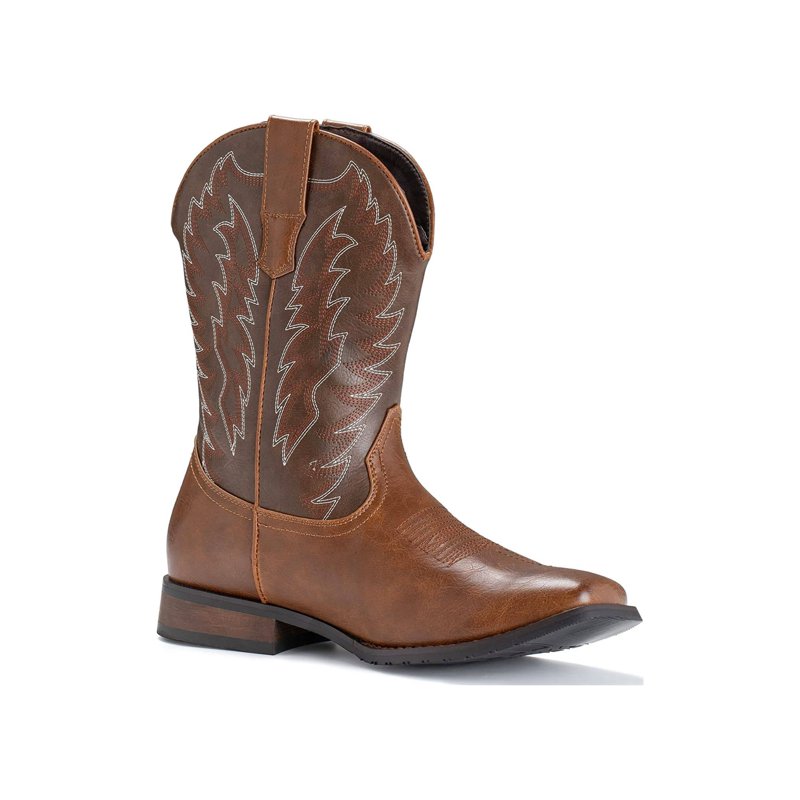 IUV Cowboy Boots For Men Western Boot Durable Classic Embroidered Square Toe Traditional Boots