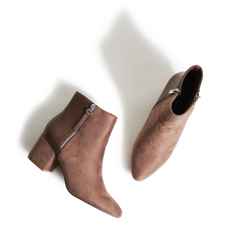 J. Adams Zuma Ankle Bootie Closed Pointed Toe Low Block Heel Stylish Zip-Up Boot For Women