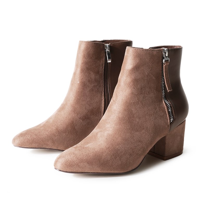 J. Adams Zuma Ankle Bootie Closed Pointed Toe Low Block Heel Stylish Zip-Up Boot For Women