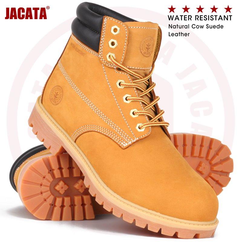 Jacata Work Boots For Men Soft Toe Non Slip Rubber Sole Resistant Utility Oil Mens Industrial Construction Boots (Wheat Size 10)