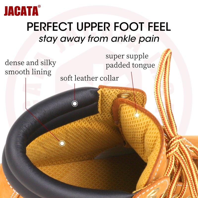 Jacata Work Boots For Men Soft Toe Non Slip Rubber Sole Resistant Utility Oil Mens Industrial Construction Boots (Wheat Size 10)