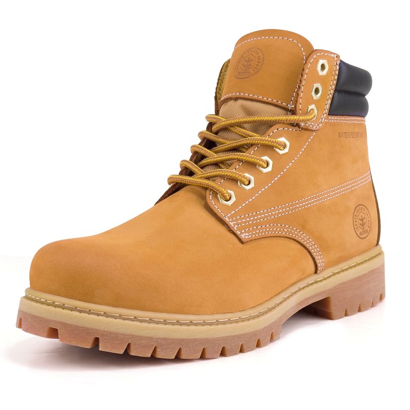 Jacata Work Boots for Men Soft Toe Non Slip Rubber Sole Resistant Utility Oil Mens Industrial Construction Boots (Wheat Size 10)