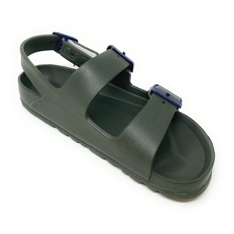 JEFFRICO Boys Comfort Double Buckle Sandals Kids Adjustable Back Strap EVA Water Sandals Slides