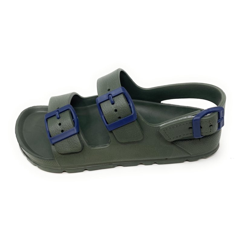 JEFFRICO Boys Comfort Double Buckle Sandals Kids Adjustable Back Strap EVA Water Sandals Slides