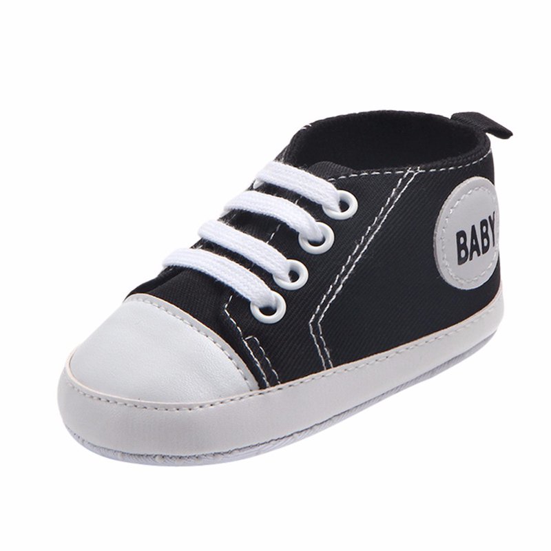 Jinhomg Unisex Baby Girls Boys Shoes Infant Soft Sole Canvas First Walkers Newborn High Top Anti-Slip Sneakers Comfy Daily Wear Black 6-12 Months