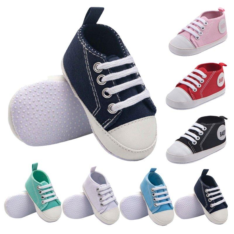 Jinhomg Unisex Baby Girls Boys Shoes Infant Soft Sole Canvas First Walkers Newborn High Top Anti-Slip Sneakers Comfy Daily Wear Black 6-12 Months