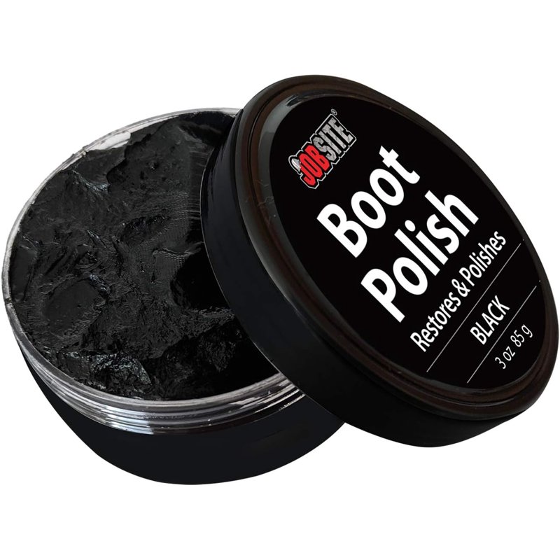 Jobsite Premium Leather Boot & Shoe Polish Cream - Restores Conditions & Polishes - Black - 3 oz