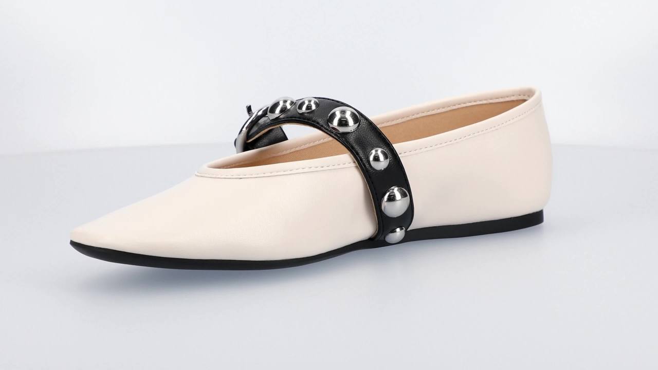 Journee Womens Naveah Studded Pointed Toe Casual Comfort Ballet Flats