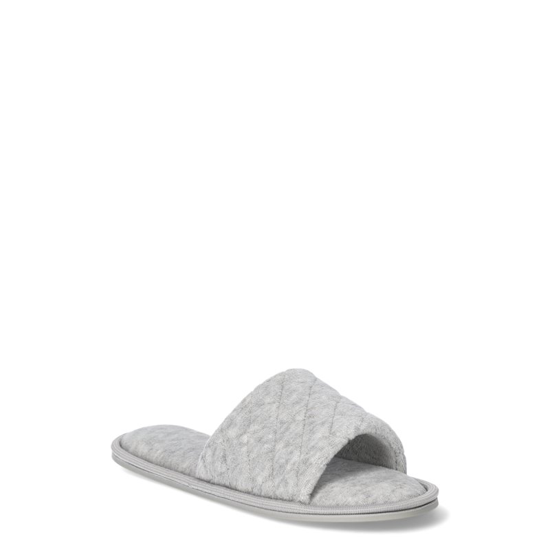 Joyspun Women's Quilted Single Band Slide Slippers Wide-Width Available