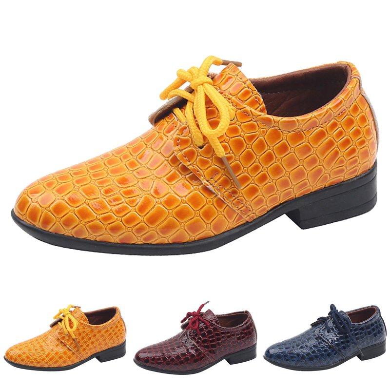 JUMESG Toddler Dress Shoes Boys Boy's Dress Sneakers Casual Oxford Formal Shoes (Yellow 33)