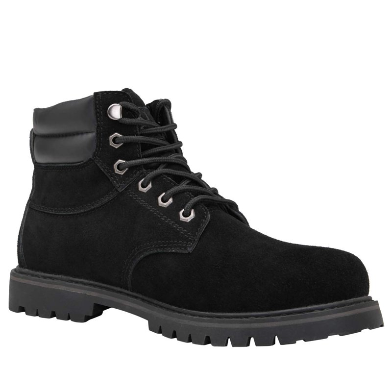 KINGSHOW Men's Work Boots Black Soft Toe Work Boots For Men 6 M US