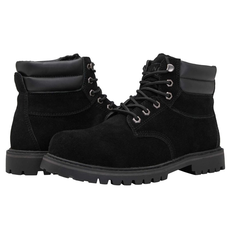 KINGSHOW Men's Work Boots Black Soft Toe Work Boots for Men 6 M US