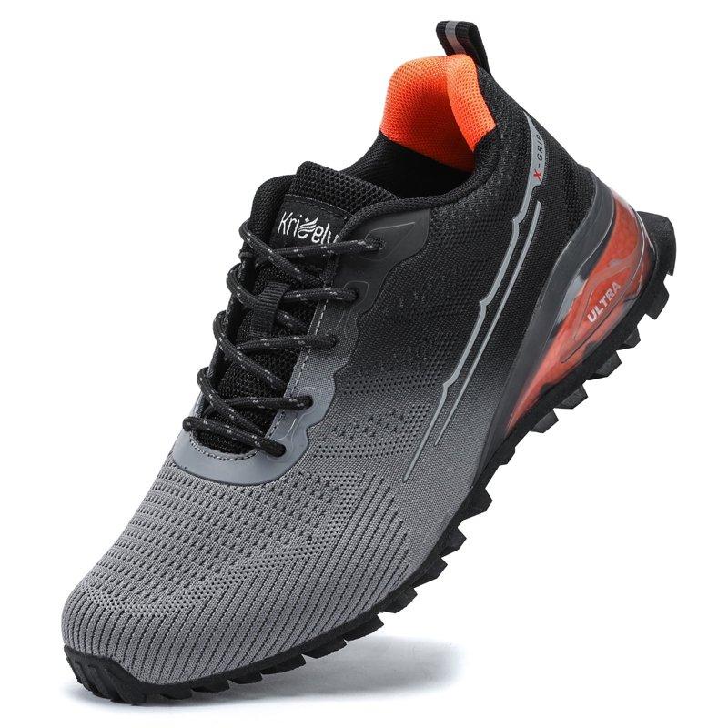 Kricely Men's Trail Running Shoes Fashion Walking Hiking Sneakers for Men Tennis Cross Training Shoe Outdoor Snearker Mens Casual Workout Footwear Grey Size 7