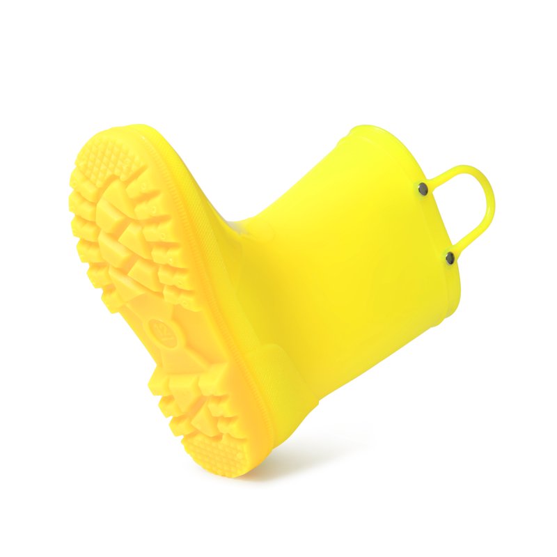 Kushyshoo Kids Rain Boots For Girls Boys Waterproof Rain Shoes With Easy On Handless Yellow Solid Boots Size 1