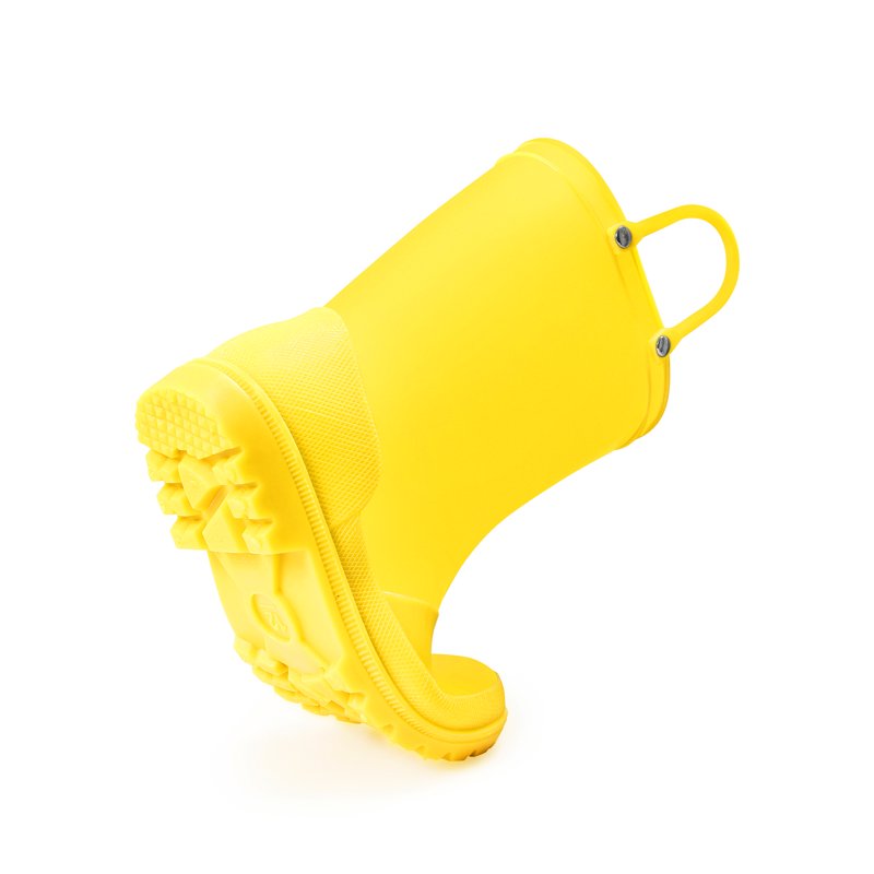 Kushyshoo Kids Rain Boots For Girls Boys Waterproof Rain Shoes With Easy On Handless Yellow Solid Boots Size 1