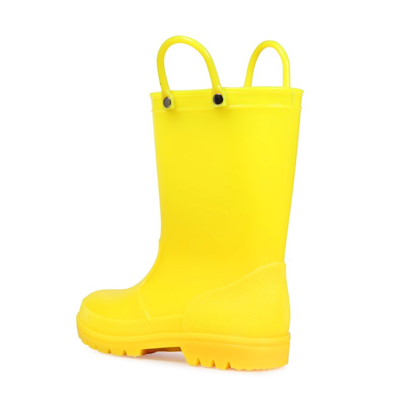 Kushyshoo Kids Rain Boots For Girls Boys Waterproof Rain Shoes With Easy On Handless Yellow Solid Boots Size 1