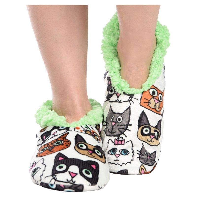 LazyOne Fuzzy Feet Slippers For Women Cute Fleece-Lined House Slippers Cats Additude Non-Skid