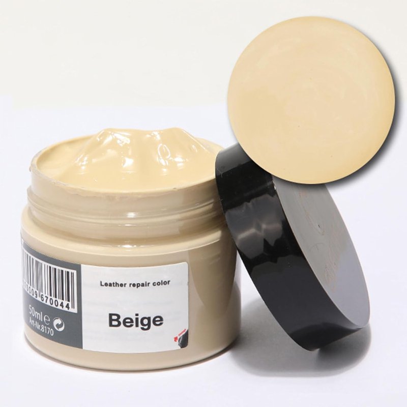 Leather Recoloring Balm Leather Recoloring Cream Leather Color Restorer Leather Filler Repair Kit Leather Scratch Repair Balm for Furniture Sofa Car Seats Shoes (#02-Beige)