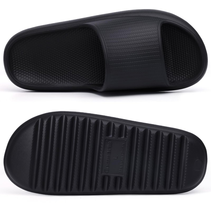 Litfun Cloud Slide Sandals For Women Men Summer Shower Shoes Soft Pillow Slippers Arch Support Beach Slides Black