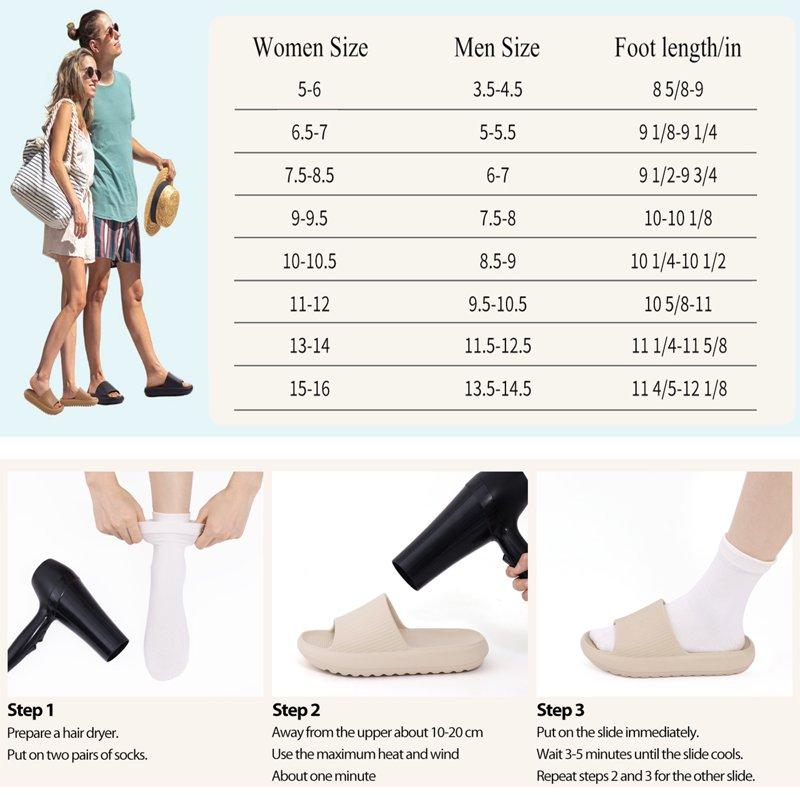 Litfun Cloud Slide Sandals For Women Men Summer Shower Shoes Soft Pillow Slippers Arch Support Beach Slides Black