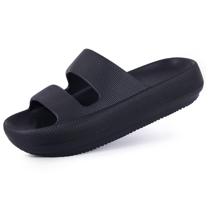 Litfun Cloud Slide Sandals for Women Soft Recovery Shower Shoes Orthopedic Slides with Arch Support Black