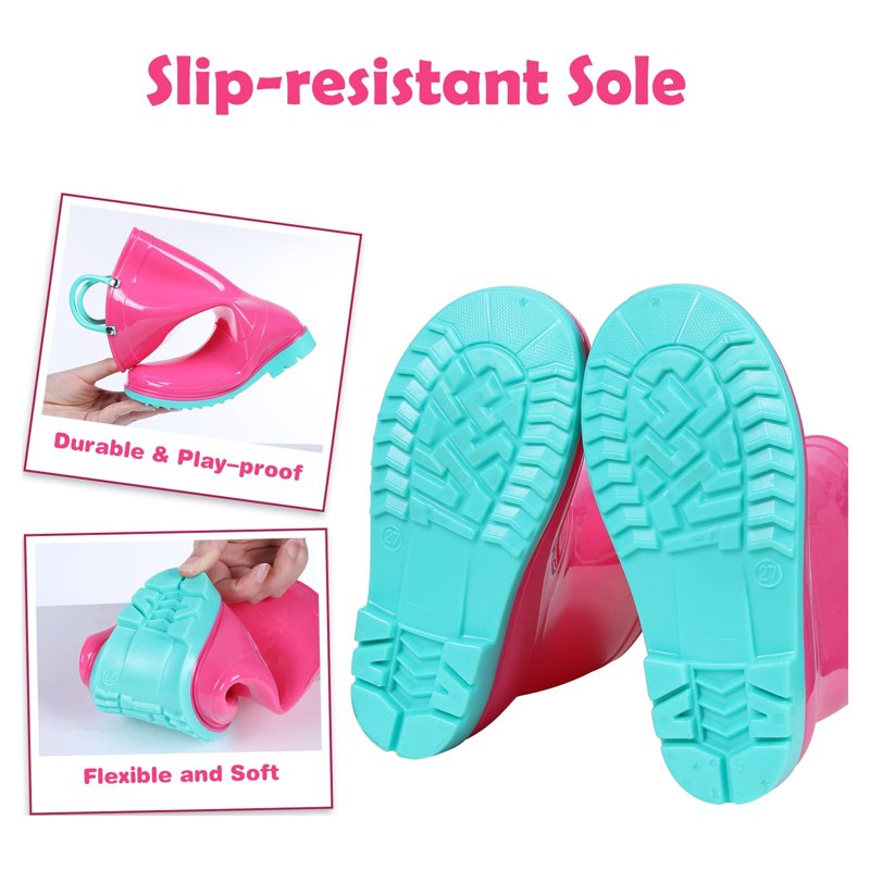 Litfun Toddler Kids Rain Boots For Boys Girls Size 7 Toddler Rose Pink