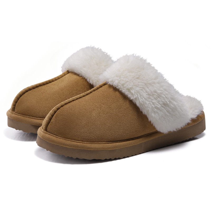 Litfun Women's Fuzzy Memory Foam Slippers Warm Comfy Winter House Shoes Brown Size 8-8.5
