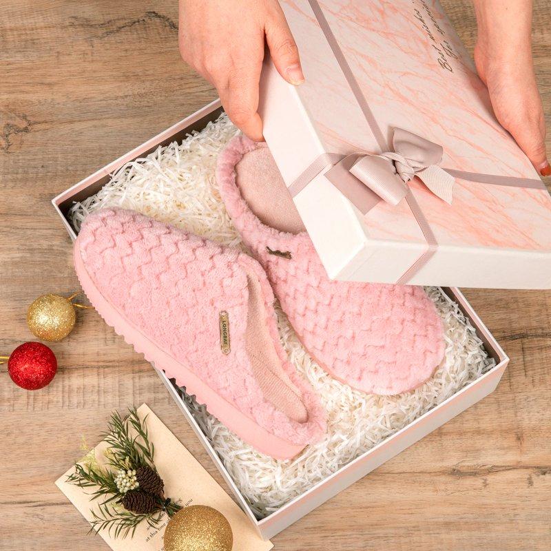 LongBay Women’s Soft Flannel Memory Foam Slippers Slip On House Fuzzy Shoes Indoor Outdoor