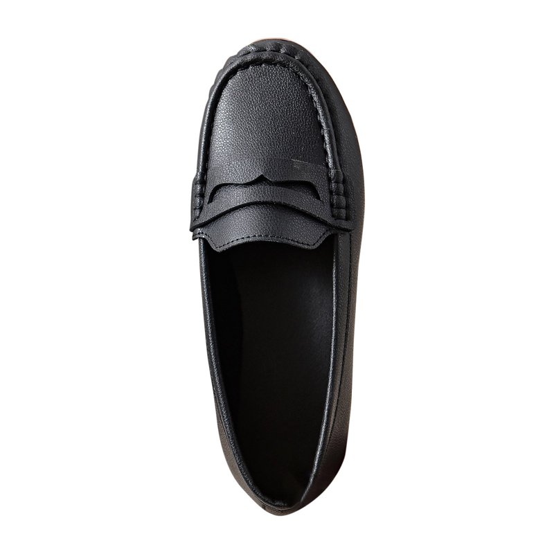 Lovskoo Women's Leather Flats Shoes Leisure Loafers Shoes Slip On Work Shoes Comfort Walking Shoes Black