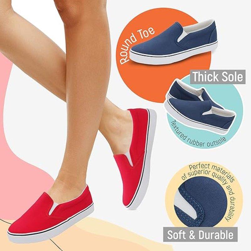 Low-Top Slip Ons Women's Fashion Sneakers Casual Canvas Sneakers For Women Comfortable Flats Breathable Padded Insole Slip On Sneakers Women Low Slip On Shoes