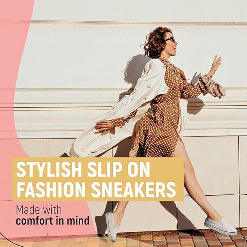 Low-Top Slip Ons Women's Fashion Sneakers Casual Canvas Sneakers For Women Comfortable Flats Breathable Padded Insole Slip On Sneakers Women Low Slip On Shoes