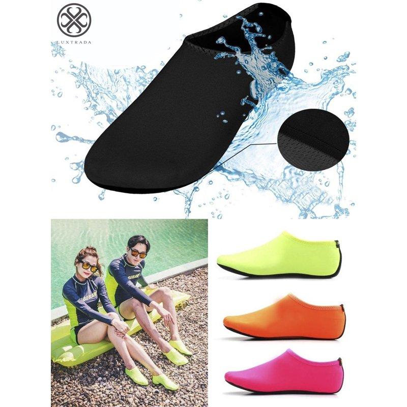 Luxtrada Water Shoes Barefoot Quick-Dry Aqua Water Socks Slip-on for Men Women Kids Fit Beach Swim Diving Surfing and Yoga Exercise "Black M"