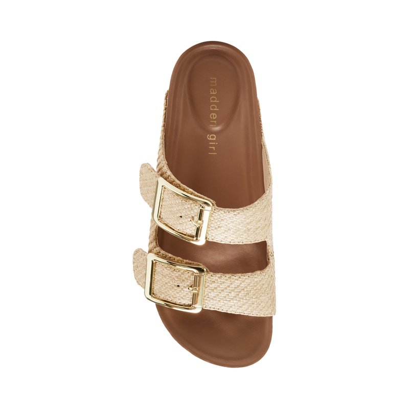 Madden Girl Women's Bodie Two Strap Buckle Footbed Sandals