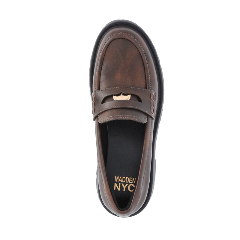 Madden NYC Women's Platform Lug Sole Coin Loafers