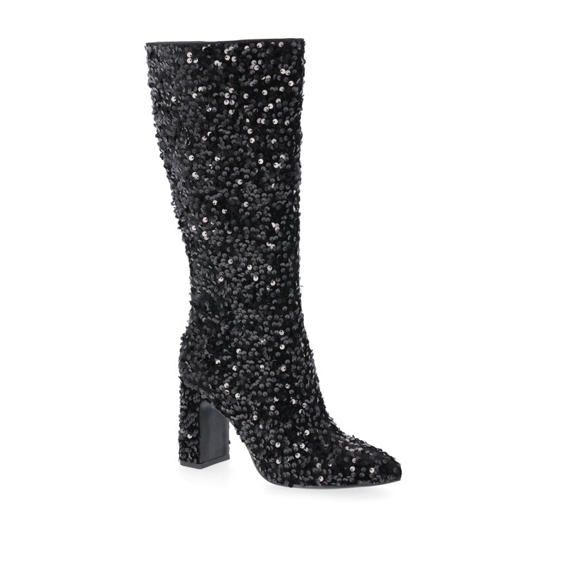 Madden NYC Women's Tall Glitter Block Heel Boots