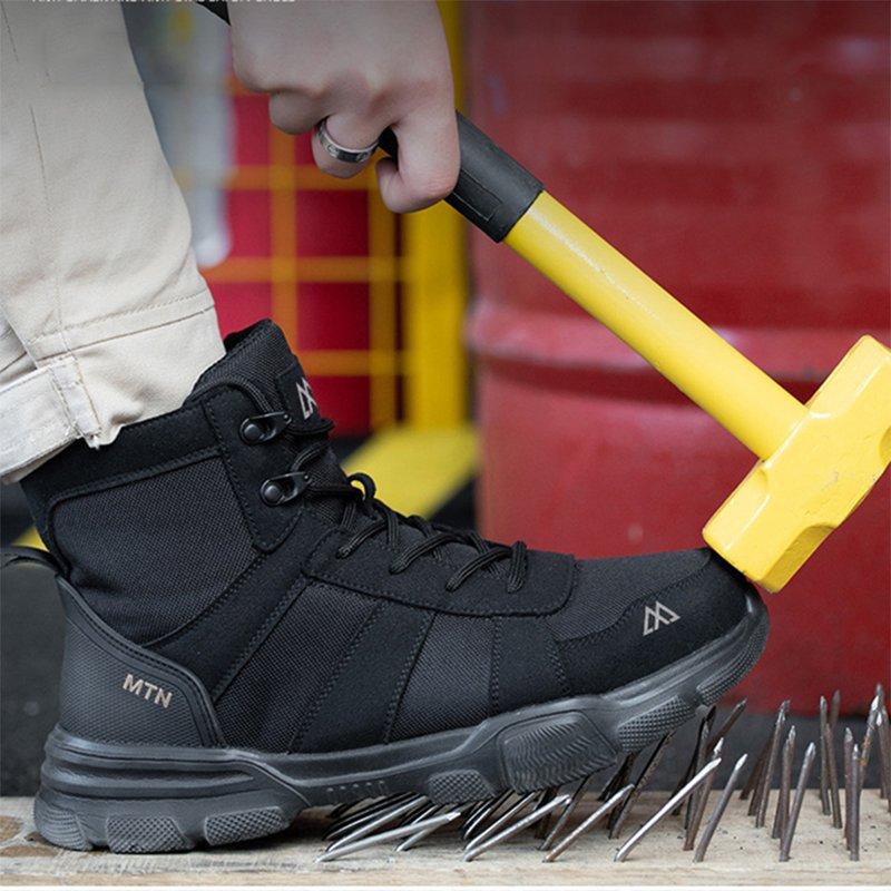MANLEGU Comfortable Work Boots Steel Toe Boots For Men Shoes Construction Lightweight Safety Boots