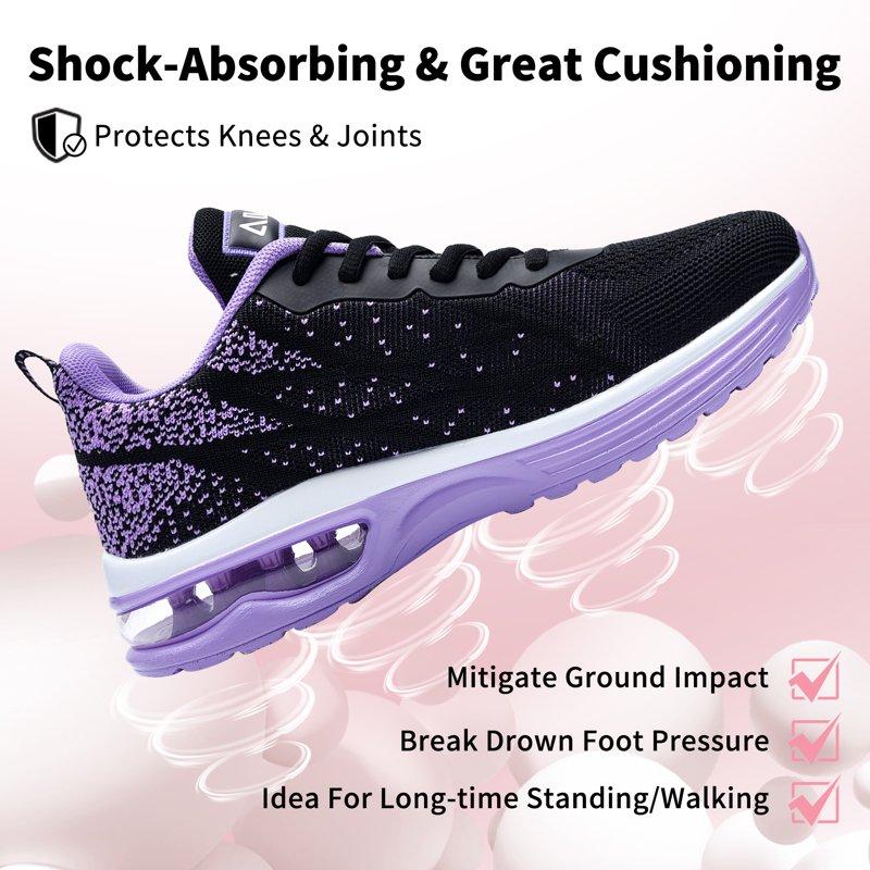 MAYKX Women’s Running Shoes – Knit Upper Walking Sneakers Soft Cotton Insole Cushion For Sports Or Daily Walks